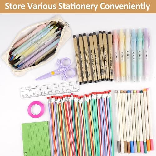 Cute Pencil Case, Corduroy Aesthetic Pencil Case for Girls Boys, Pen Pouch, Pencilcase，Simple Stationery Pen Case, Makeup Bag, Portable Pencil Pouch, Pencil Cases for Women Teenage College Exams thumbnail 4