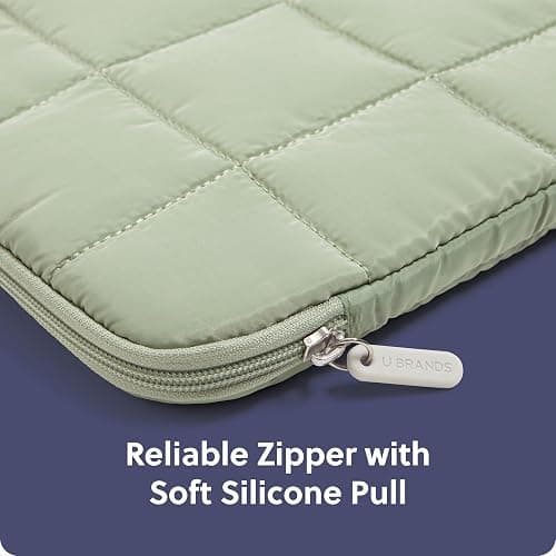 U Brands Nylon Puffy Zipping Large Laptop Sleeve, 10.5" x 15", MacBook Bag, Laptop Case for MacBook Pro, MacBook Air, Chromebook, HP Computer, Matcha Green thumbnail 4