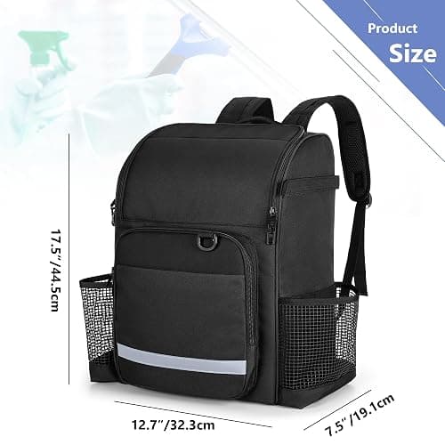 LoDrid Cleaning Backpack with Thickened Adjustable Shoulder Straps, Black | Large Cleaning Caddy Organizer with Multiple Pockets for Cleaning and Housework, Patent Designed thumbnail 3