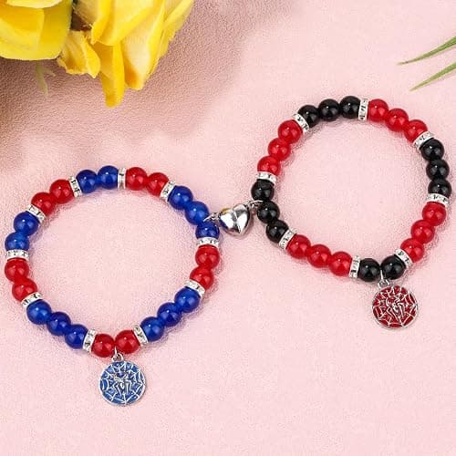 Mikovivi Spider Matching Bracelets for Couples & Best Friends, Elastic Magnetic Friendship Bracelets Valentines Birthday Jewelry Gifts for Women Teens Girls Soulmate Sister thumbnail 3
