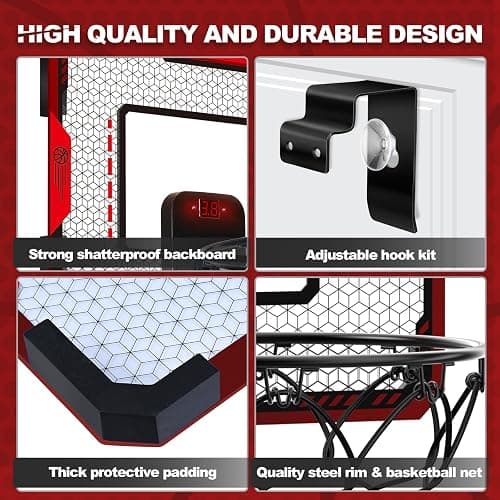 Indoor Basketball Hoop for Kids 5 6 7 8 9 10+Years Old Boys,Mini Basketball Hoop Over The Door Mini Hoop with Electronic Scoreboard & 3 Balls,Kids Basketball Hoop Sport Toys for Gift for Boys Age 5-10 thumbnail 7