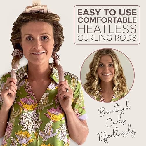 Heatless Curlers Set For Effortless Curls & Waves (5pc Set) NYK1 Satin Hair Curlers No Heat For Overnight Heatless Curls - 40" Curling Rods For Comfortable Easy Styling For All Hair Types And Lengths thumbnail 6