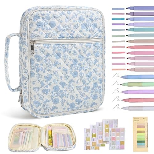 Bible Bag Cover Case for Women Study Supplies Kit Church Book Holder | Bible Study Supplies w/ Tabs Pens Portable Church Book Quilted Large Carrying Case Christian Gifts for Women Girls - Image 1