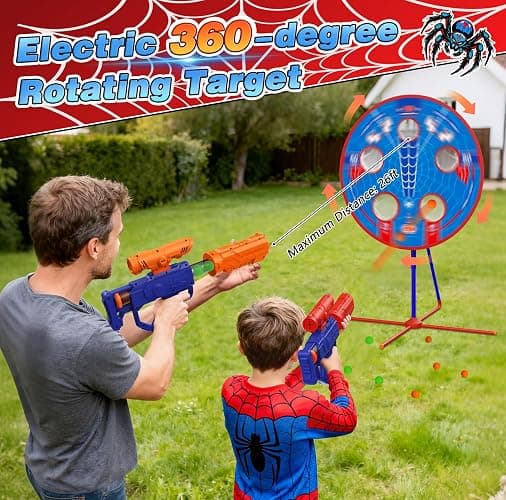 Spider Upgraded 2-in-1 Shooting Games Toys: Rotating Target, 2 Air Blasters & 24 Foam Balls, Bean Bag Toss Game for Kids, Indoor Outdoor Yard Party Games for Boys Girls 4 5 6 7 8 9 10+ Year Old Gift thumbnail 4