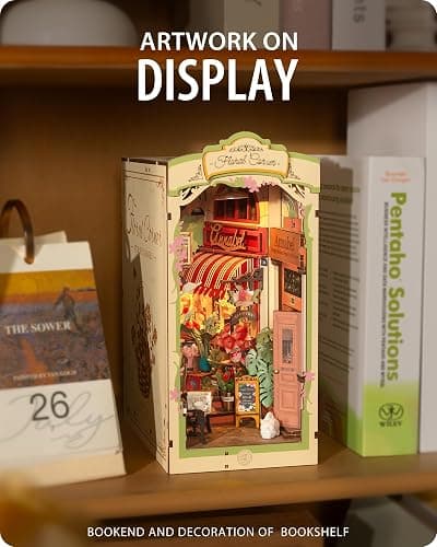 Wowood DIY Book Nook Floral Corner, 3D Puzzle Book Nook Kits for Adults, Decorative Book Nooks for Bookshelf Miniature Scenes, DIY Crafts/Gifts/Decorations for Teens (Floral Corner) thumbnail 3