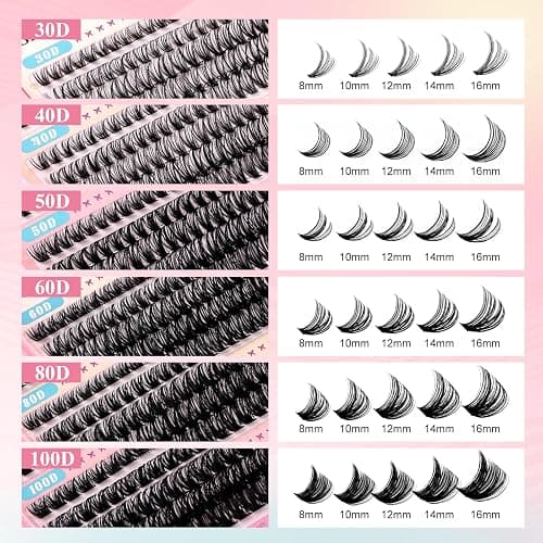 GEMERRY Lash Clusters Kit 565Pcs Eyelash Extensions Kit Individual Lashes D Curl Fluffy Wispy False Eyelashes with Lash Bond and Seal and Tweezers(30D+40D+50D+60D+80D+100D, 8-16mm) thumbnail 3