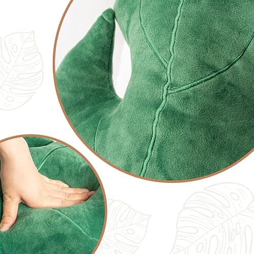 AELS Set of 2 3D Leaves Decorative Throw Pillows, 18"& 14" Monstera Deliciosa Plush Pillow Set for Plant Lovers Garden Lovers, Living Room Bedroom Nursery Decor, Light Green & Dark Green thumbnail 3
