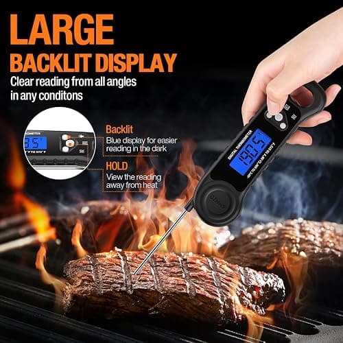 AMMZO Meat Thermometer Digital, Instant Read Food Thermometer for Cooking Deep Fry BBQ Oven Grill Smoker Roast and Candy Thermometer, Stocking Stuffers Gifts for Men Women thumbnail 4