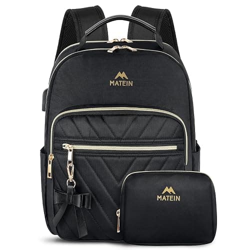 MATEIN Mini Backpack for Women, Waterproof Stylish Daypack Purse Shoulder Bag with USB Charging Port, Lightweight Small Casual Daily Travel Backpack, Lady Girls Gifts for Work School, 2pcs Sets, Black thumbnail 8