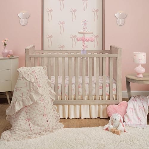 Lambs & Ivy Coquette Floral Aesthetic Pink Bows Lamp with Shade thumbnail 5