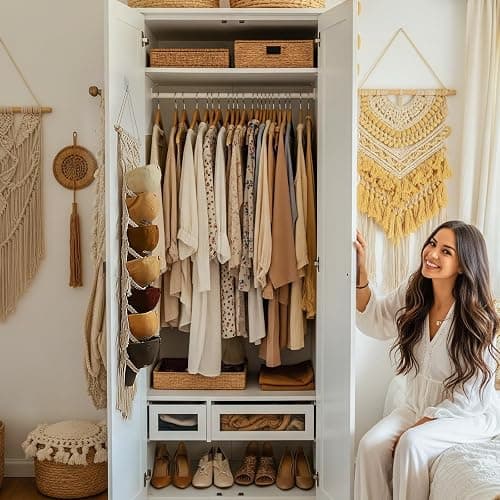 Clysuply Boho Baseball Cap Hanger-1 Pack-Macrame Hat Organizer for Ball Caps Holder Over Door, Hat Rack for Wall, Cap Rack for Decoration and Display, Boho Handmade Cap Display 7 caps （cream thumbnail 6