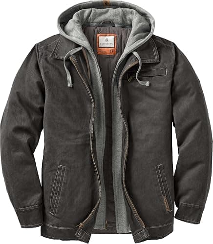 Legendary Whitetails Men's Casual Coat with Hood Waxed Cotton Water Resistant in a size large  - Image 1