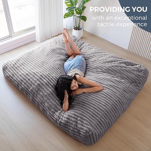 MAXYOYO Giant Bean Bag Chair Bed for Adults, Convertible Beanbag Folds from Lazy Chair to Floor Mattress Bed, Large Floor Sofa Couch, Big Sofa Bed, High-Density Foam Filling, Machine Washable Cover thumbnail 5