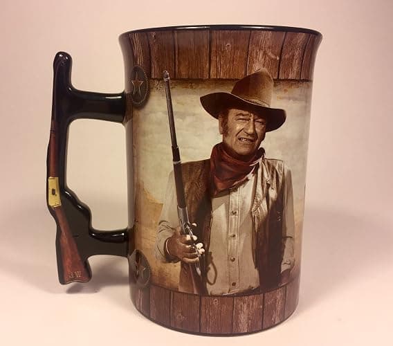 Mid-South Products John Wayne 16 oz. Ceramic Mug with Rifle Handle - A Man's Gotta Do Design - Must For The Duke's Collectors - Image 1