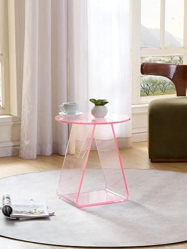 MEETLAKE Acrylic End Table,Pink Side.Nightstand Coffee Table Coffee Table Living Room Bedroom18 inch High, 16x16 inch Table Top. … thumbnail 7