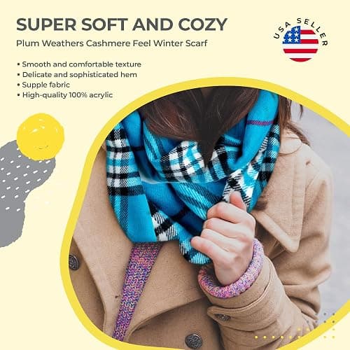 Plum Feathers Super Soft Luxurious Cashmere Feel unisex for Men and Women Winter Scarf thumbnail 2