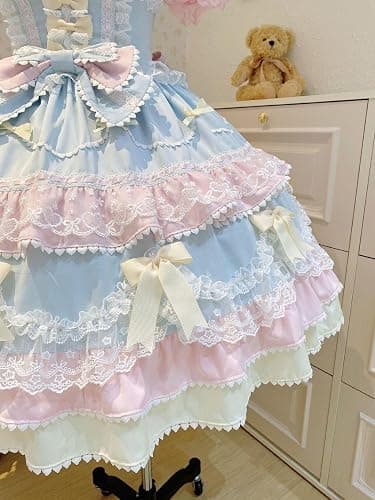 Sweet Pink Lolita Dress for Women – Ideal Cosplay Costumes and Party Attire with Elegant Bow and Lace Design thumbnail 5