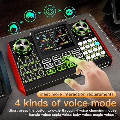 neculogy Podcast Equipment Bundle, Audio Interface with Cardioid Designer BM800 Mic for Gamer and All-in-One DJ Mixer, Perfect for Live Streaming, Singing, YouTube, Gaming thumbnail 7