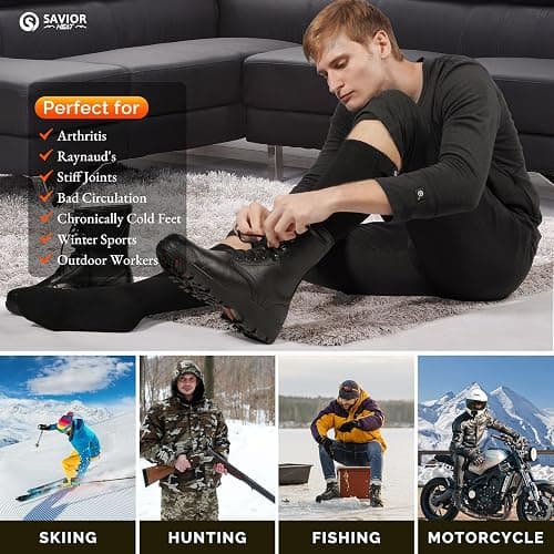 SAVIOR HEAT Heated Socks for Men Women Rechargeable Battery Electric Socks Winter Foot Warmer Outdoor Skiing Hunting Fishing thumbnail 7