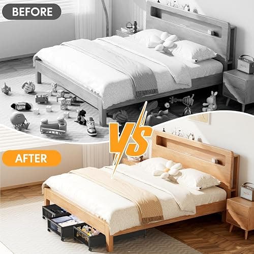 Under Bed Storage Containers with Wheels 2 Pack Underbed Shoe Storage Bedroom Storage Bins Organizer Large Capacity Under Bed Storage with Lid for Clothes Shoes Toys Blankets (Black) thumbnail 8