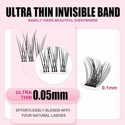 Flare Lashes With Invisible Band Diy Natural Eyelash Beginner Friendly Individual Lashes Waterproof and Long lastingMakeup For Girl Cosmetic. thumbnail 3
