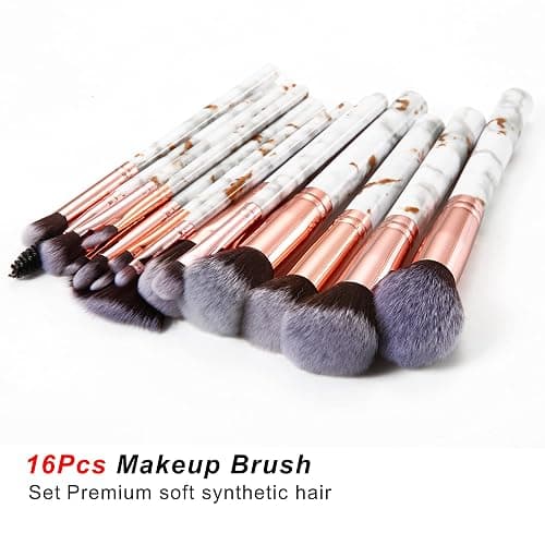 DUAIU - Set di 16 pennelli da trucco professionali per fondotinta, ombretto, correttore, set con 4 spugne per trucco thumbnail 2