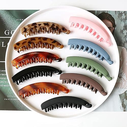 Banana Hair Clips and Clinchers - Fishtail Ponytail Holders, Thick/Fine Hair Combs, Banana Clips and Barrettes for Girls (5 Pcs) thumbnail 4