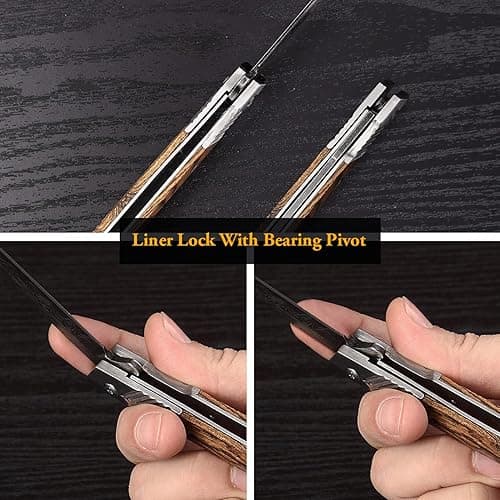 ITOKEY EDC Pocket Knife for Men, 3.7 inch Slim Folding Knife with Tanto Blade and Liner Lock, Unique Gentleman's Gift, Thin Cool Knives for Outdoor Camping, Pocket Sheath for Keychain Everyday Carry thumbnail 6