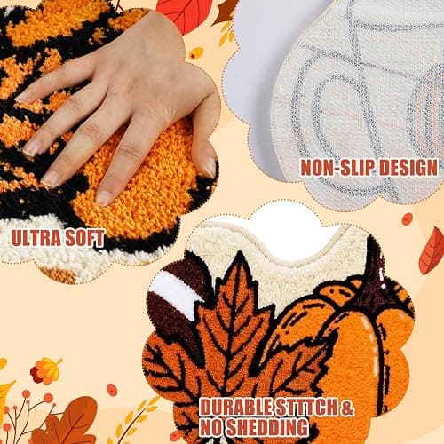 Tinideya Fall Football Bathroom Rugs Pumpkins Maple Leaf Bath Mat 32 x 20 Inch Non Slip Absorbent Its The Season Bath Rug Thanksgiving Bathroom Decor for Home Tub Shower Bedroom Decor thumbnail 4