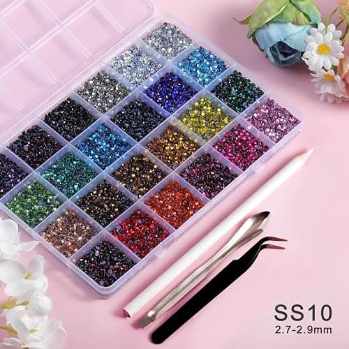 Hotfix Rhinestones Mixed 24 Colors, SS10 Rhinestones for Crafts Clothes, Hotfix Crystals with 1 Tweezers, 1 Wax Pencil and 1 Scoop thumbnail 3