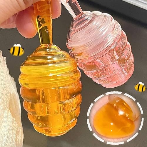 2PCS Small Peach & Honey Lip Oil & Mask: Moisturizing Day & Night Lip Sleeping Masks, Scrubs & Exfoliator thumbnail 4