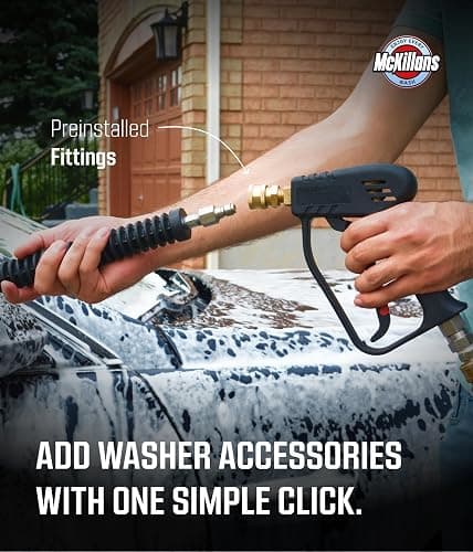 McKillans® Short Pressure Washer Gun with Swivel - High Pressure Water Handle with 3/8" Male Plug and 1/4” Quick Connector Coupler - Power Washer Gun Compatible with Foam Cannon - Car Wash Foam Gun thumbnail 4