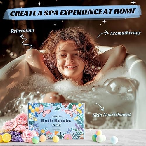 54 Pack Handmade Bath Bombs – 11 Vibrant Colors & 9 Unique Scents, Long-Lasting Fizzy Bubbles & Colorful Magic, 7-Minute Dissolve for Relaxation, Perfect for Birthdays & Summer Self-Care thumbnail 4