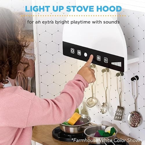 Best Choice Products Pretend Play Corner Kitchen, Ultimate Interactive Wooden Kids Playset w/Lights & Sounds, Ice Maker, Hood - Pink thumbnail 5