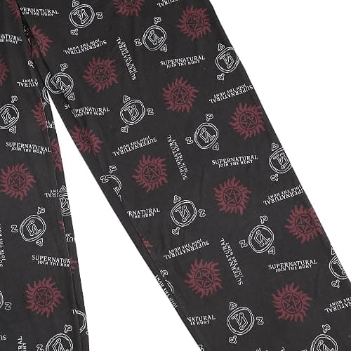 Bioworld Supernatural Logo & Runes All-Over Print Men's Black Sleep Pajama Pants thumbnail 2