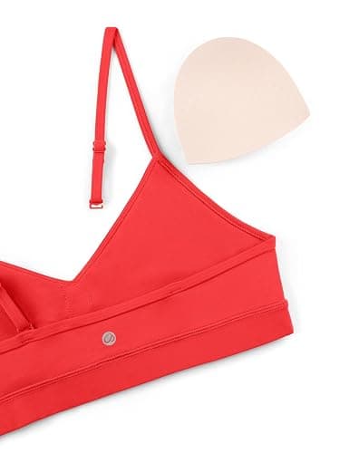 CRZ YOGA Butterluxe V-Neck Sports Bras for Women - Adjustable Thin Straps Padded Yoga Top Basic Wireless Camisole thumbnail 4