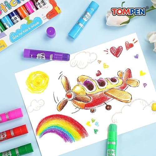 TOMPEN Tempera Paint Sticks for Kids & Artists,72 Pack 12 Vibrant Color | Non-Toxic,Quick Drying,Rainbow Colors,Washable Solid Paint Crayons,Ideal for Kids School Classroom Art Projects & DIY Crafts thumbnail 5