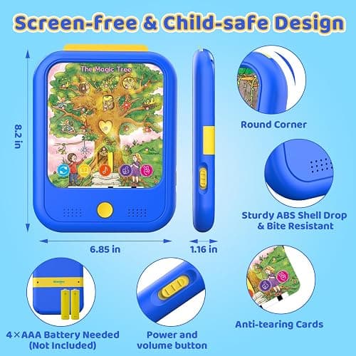 Kids Learning Tablet Bilingual, Montessori Educational Learning Toys for Toddlers 2-5 Year Olds, with 2000+ Words and Games, Speech Therapy Autism Toys, 2 3 4 5 Year Old Boy Girl Birthday Gift(Blue) thumbnail 2
