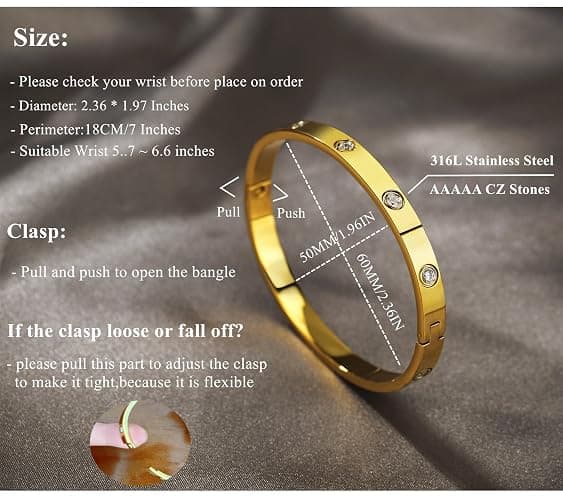 A D. ALLEN & DANMI. 18 K Gold Plated Love Bangle Bracelet Set Flexible Wide Wristband Bangle Bangle Set for Love thumbnail 2