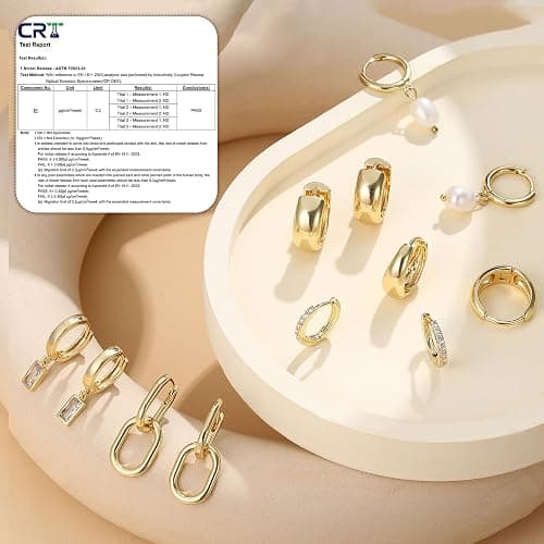 BESTEEL 13 Pairs Small Stud Hoop Earrings Set for Women Hypoallergenic Gold Plated Huggie Hoops Pearl Dainty Lightweight Earrings for Gift thumbnail 5