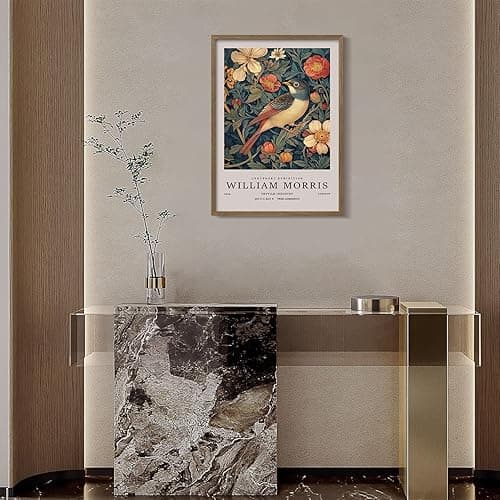 Birds Wall Painting Print Framed Wooden Framewrap Poster William Morris Style Vintage Floral Artwork Nature Picture Gallery Wall Decor For Home And Office 12x16 Inch thumbnail 6