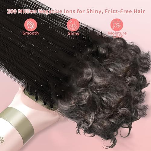 Hair Dryer Brush 8-in-1 Dual Voltage Hot Air Styler – Fast-Drying 110,000 RPM Ionic Blow Dryer with Straightener & Curler Attachments, Frizz-Free Volumizing Styler with Protective Hard Case-Pink thumbnail 5