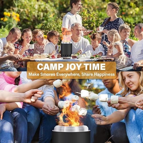 HGD Small Tabletop Fire Pit, Smokeless Table Top Firepit Outdoor, Portable Mini Stove with Carry Bag for Camping Backyard Patio Garden Picnic, Fueled by Pellets or Wood, Stainless Steel, Black thumbnail 8
