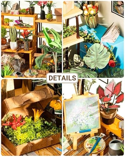 Rolife DIY Miniature Dollhouse Kit,Green House with Furniture and LED,Wooden Dollhouse Kit,Best Birthday and Valentine's Day Gift for Women and Girls thumbnail 5