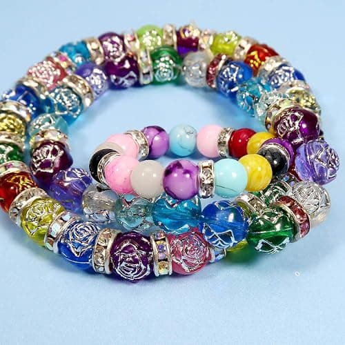 Allb 100Pcs Rondelle Spacer Beads 8mm Silver Plated Czech Crystal Rhinestone for Jewelry Making Loose Beads for Bracelets thumbnail 5
