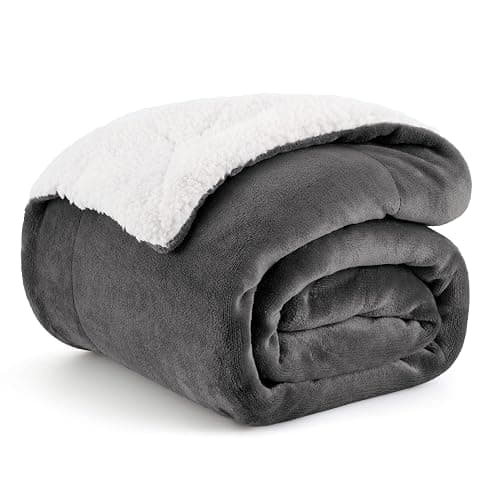 Bedsure GentleSoft Sherpa Fleece Throw Blanket for Couch - Thick and Warm Throw for Women and Men, Soft Fuzzy Plush Car Blanket for Winter, Charcoal, 50x60 Inches - Image 1