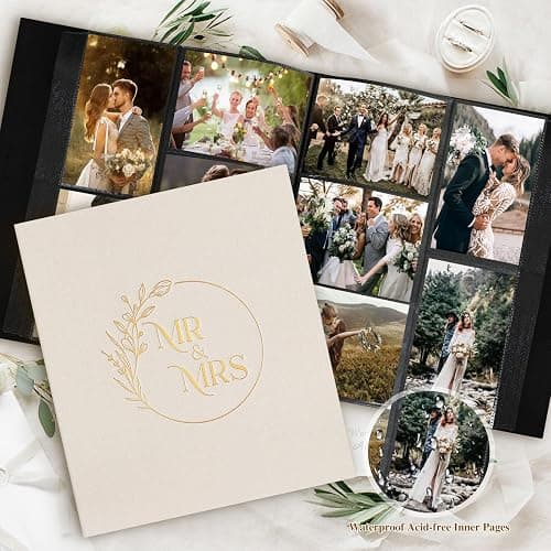 Lanpn Wedding Photo Album 4x6 1000 Pockets, Extra Big Large Capacity Linen Hardcover Newlywed Marriage Album Slip in Holds 1000 horizontal Vertical Photos (Beige) thumbnail 2