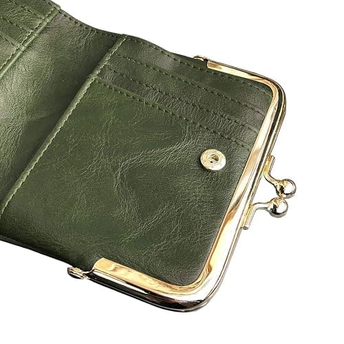 AOXONEL Womens Wallet Small Rfid Ladies Compact Bifold Leather Vintage Coin Purse With Zipper and Kiss Lock thumbnail 5