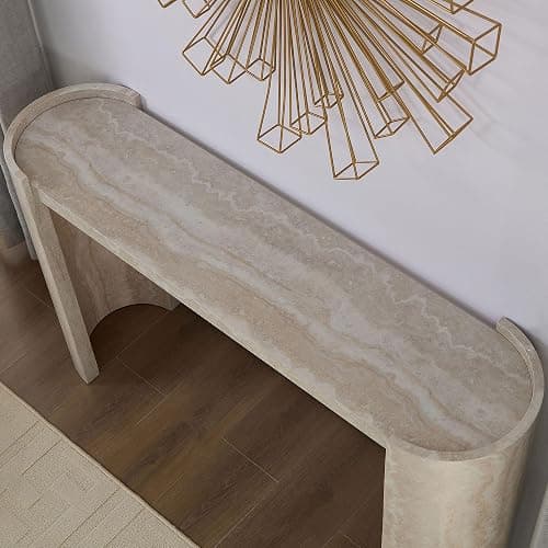 KEVINSPACE 53.15" Console Table SofaTable Narrow EntrywayTable, Wood EntryTable Mid-Century HallwayTable MDF Modern Accent Furniture Behind CouchTable for Living Room, Bedroom - 53.15" Marble thumbnail 4