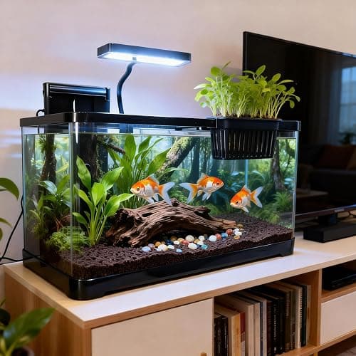 5 Gallon Fish Tank, Aquarium Plastic Starter Kit with Filter, Small Net and LED Light, Fish Tank for Betta, Plastic Nano Aquarium with Lid(18.5 * 7.87 * 8.07 inch/Black) (5 Gallon Fish Tank) thumbnail 7